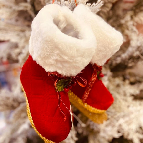 Santa Shoes Decoration for Christmas Tree Comes in 2 Colors (Red and Gold)
